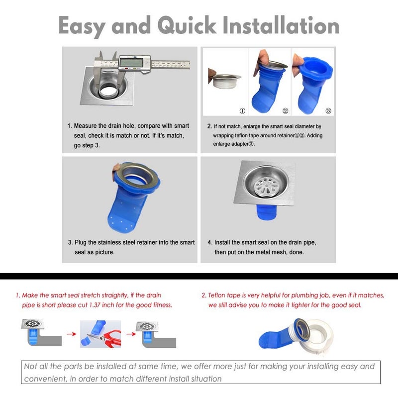 timebetter Shower Floor Drain Backflow Preventer, Waterless Trap Seal, One Way Drain Valve Sewer Core (1.72-2 inch, Blue) - Image 5